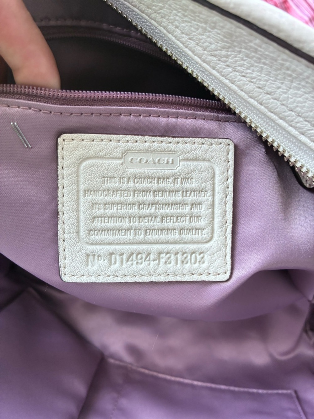 Coach Two-Tone Pebbled Leather Shoulder Tote Bag in White and Taupe - Picture 6 of 9